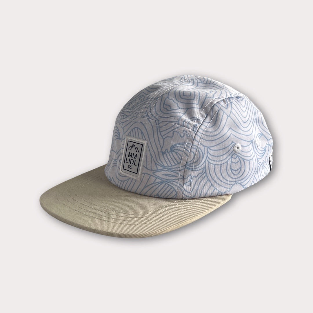 Blue Wave Print Kids & Infant Hat with Tan Brim Angle