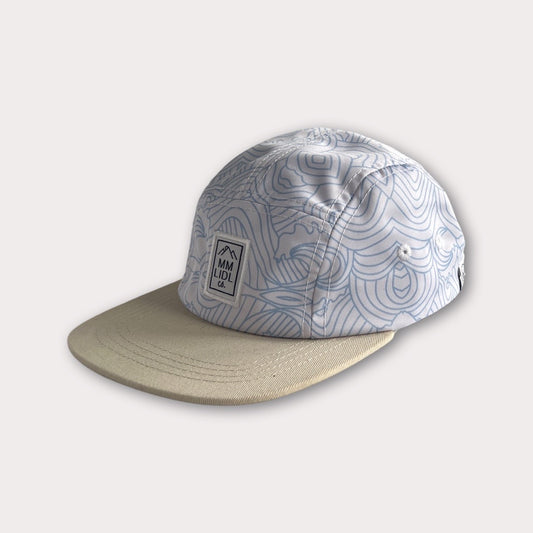 Blue Wave Print Kids & Infant Hat with Tan Brim Angle