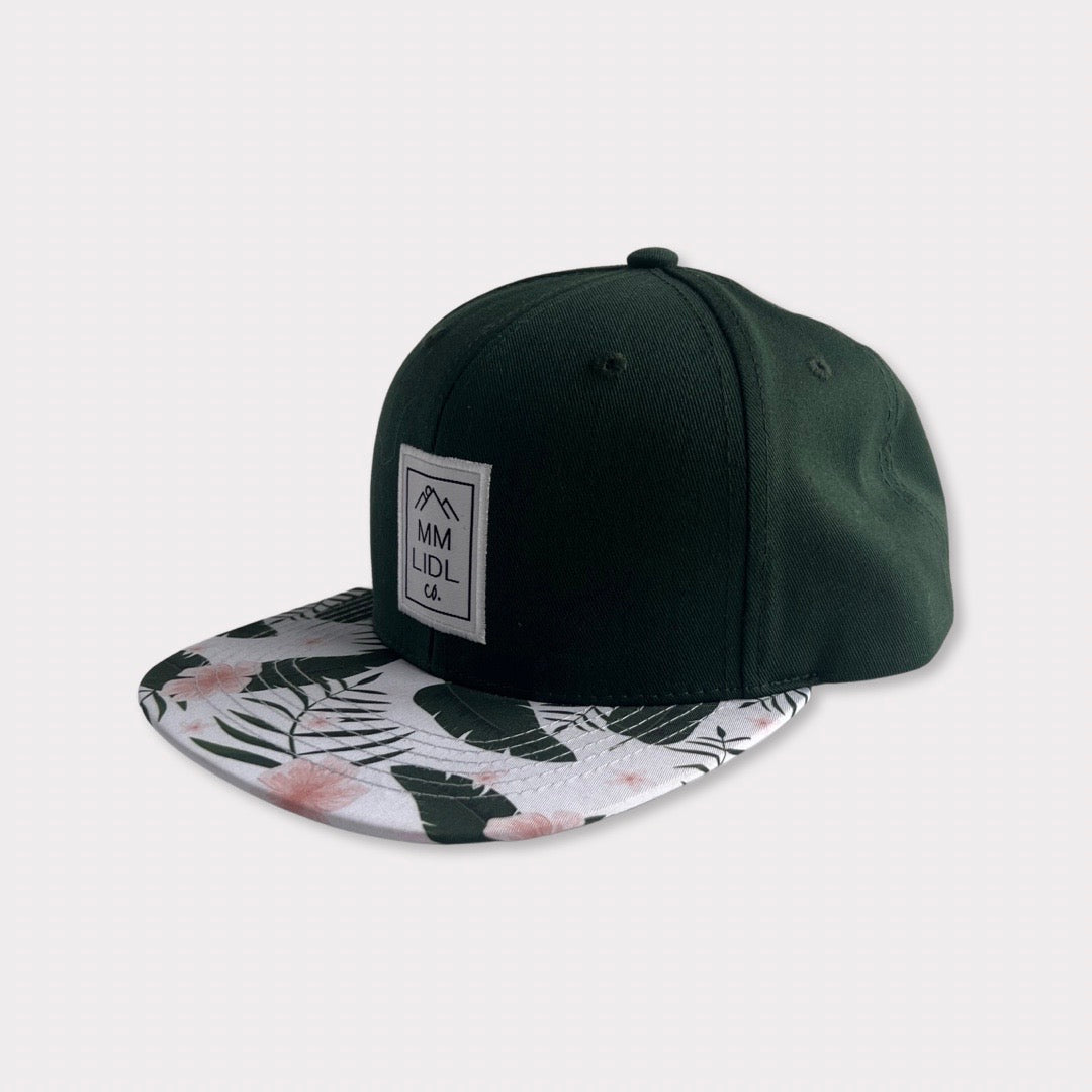Forest Green Adult Hat with Floral Brim Angle
