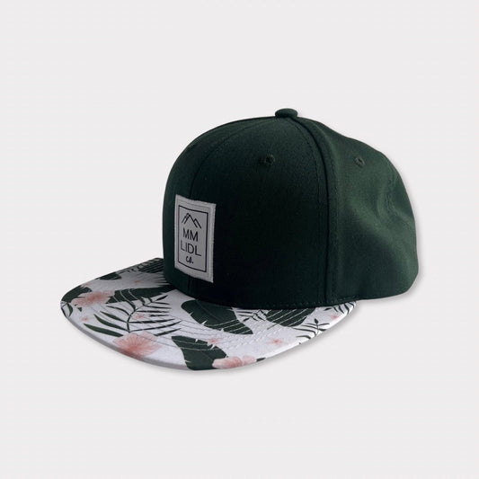 Forest Green Adult Hat with Floral Brim Angle