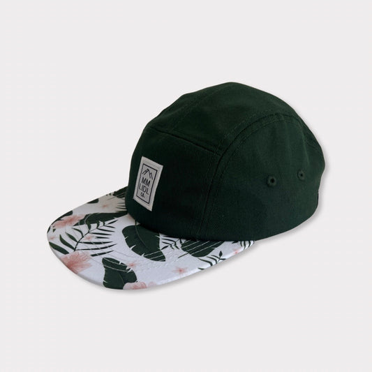 Forest Green Kids & Infant Hat with Floral Brim Angle