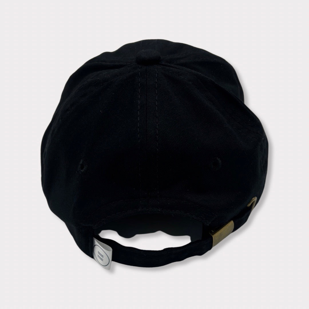 Recycled Collection Black Kids and Adult Baseball Hat with Leather Patch Back