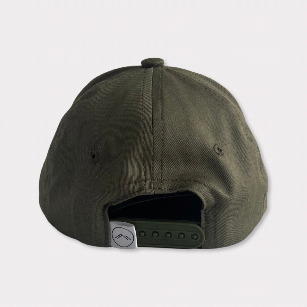 Recycled Collection Earthy Green Kids Flatbill Hat with Leather Patch Back