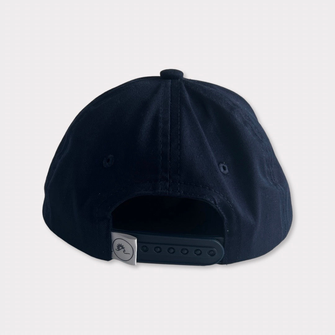 Recycled Collection Navy Kids Flatbill Hat with Leather Patch Back