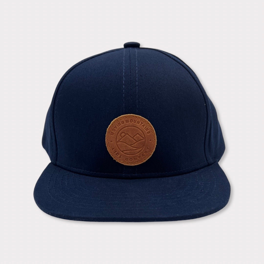 Recycled Collection Navy Kids Flatbill Hat with Leather Patch Front