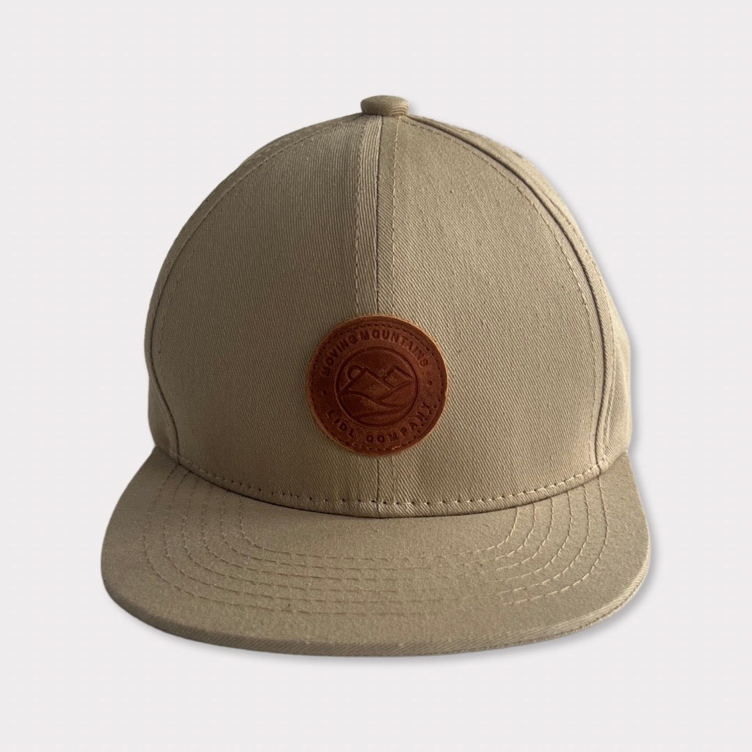 Recycled Collection Tan Kids Flatbill with Leather Patch Front