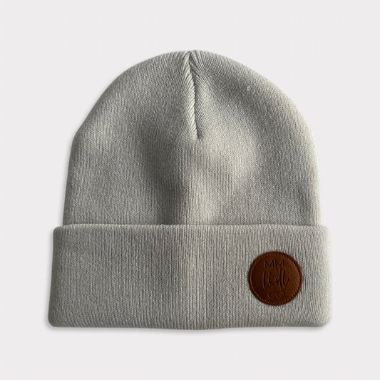 Soft 100% Recycled Polyester Grey Kids Beanie Front
