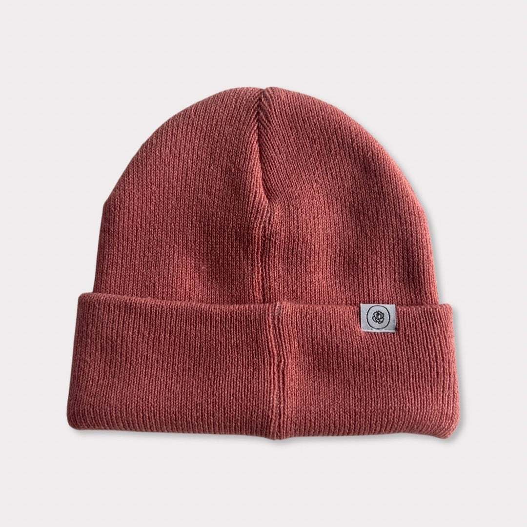 Soft 100% Recycled Polyester Rose Pink Kids Beanie Back