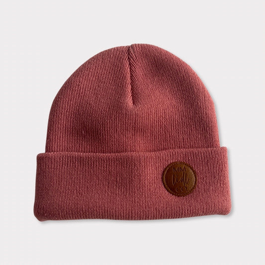 Soft 100% Recycled Polyester Rose Pink Kids Beanie Front